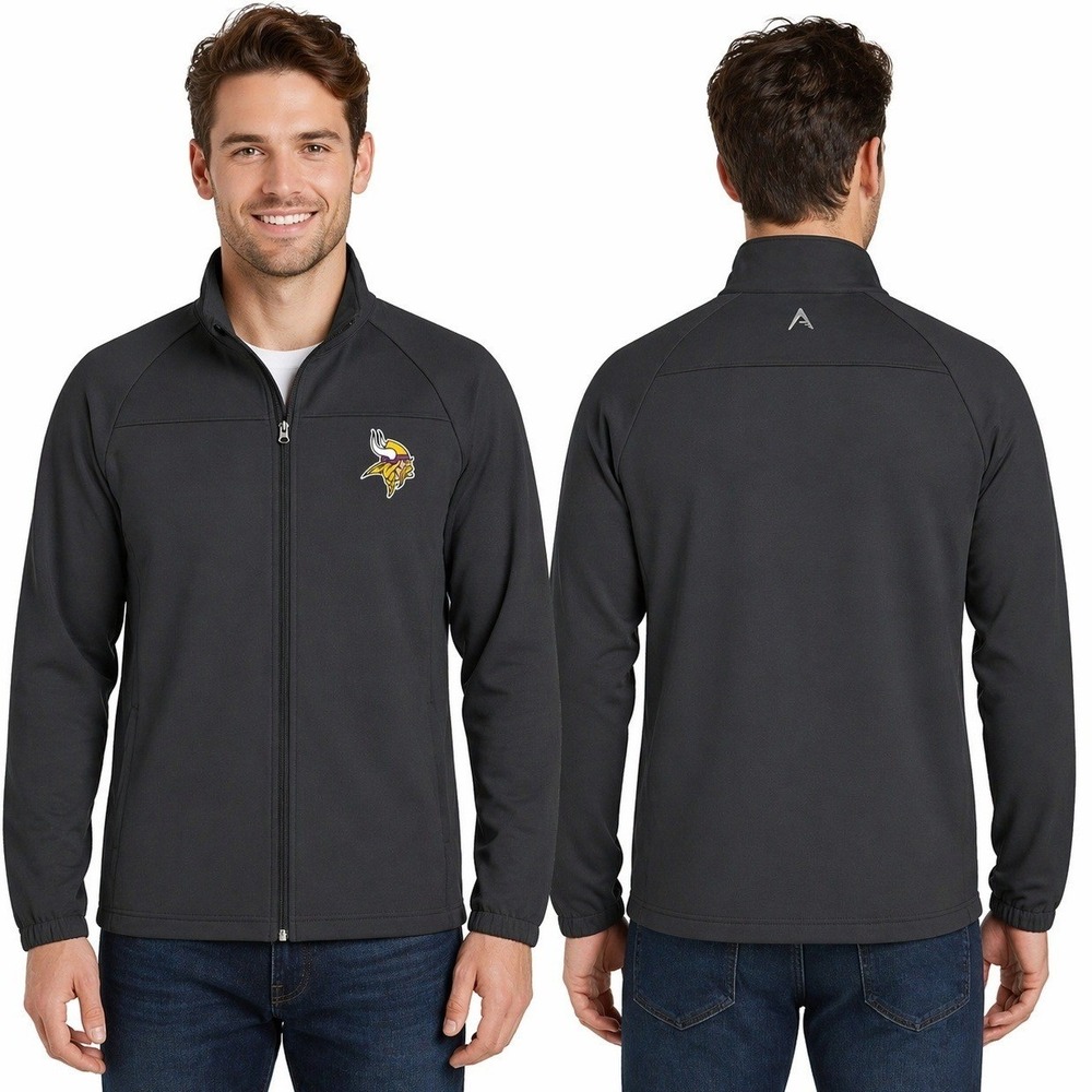 NWT Antigua NFL Minnesota Vikings Jacket Mens XL Links Golf Black Full Zip Warm